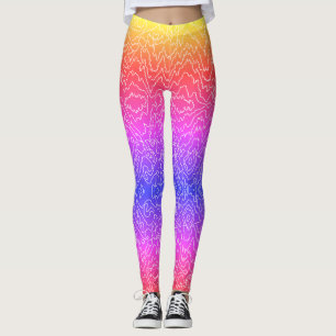 Leggings Líneas geométricas de curvas blancas en azul