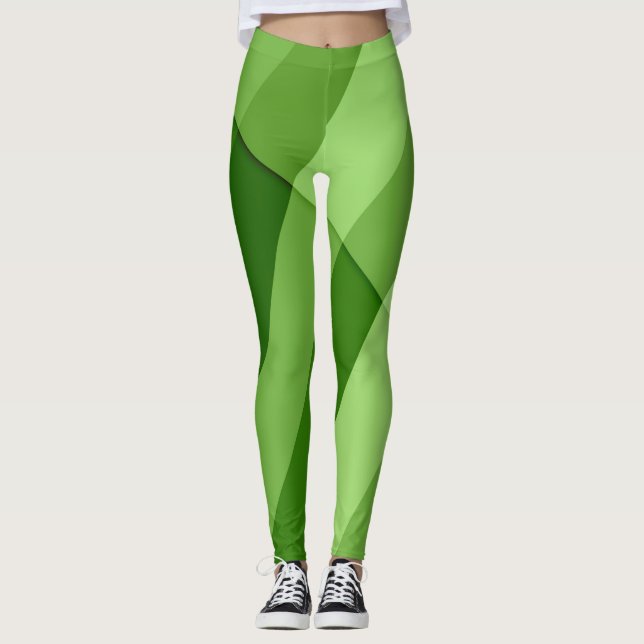 Leggings Líneas geométricas de verde claro verde (Anverso)