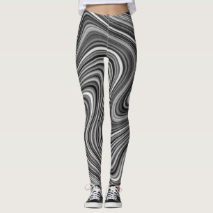 Leggings Líneas modernas de curvas grises de color blanco 