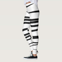 Leggings Líneas modernas en blanco y negro Resumen del arte