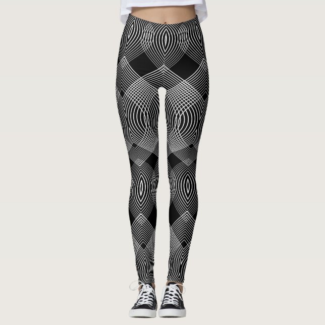 Leggings Líneas monocromáticas: diseño abstracto texturizad (Anverso)