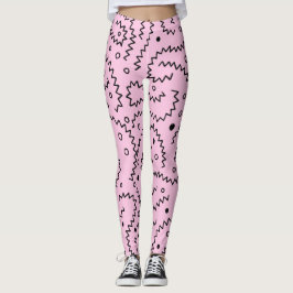Leggings Líneas negras de zigzag en un patrón rosado