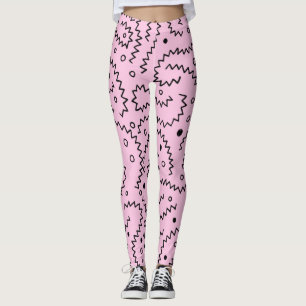 Leggings Líneas negras de zigzag en un patrón rosado