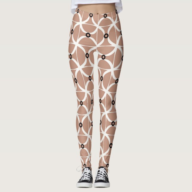 Leggings Líneas onduladas blancas: patrón abstracto sin sol (Anverso)