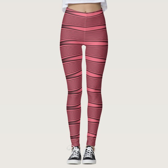 Leggings Líneas onduladas rosadas y negras (Anverso)