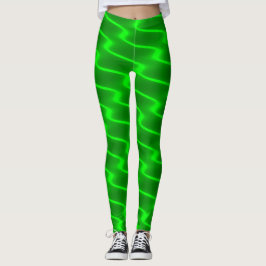 Leggings Líneas onduladas verdes de neón polainas