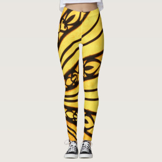 Leggings Líneas radiales amarillas y negras