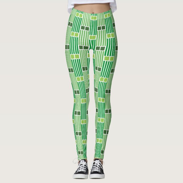Leggings Líneas verdes y cajas (Anverso)