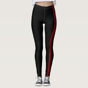 Leggings Líneas verticales rojas sobre negro
