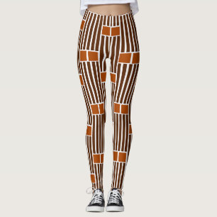 Leggings Líneas y cajas marrones