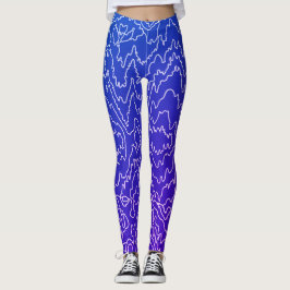 Leggings Lineos de curvas blancas geométricas en azul