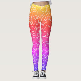 Leggings Lineos de curvas blancas geométricas en azul