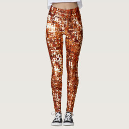 Leggings Linhas cruzadas e entalhe de quadrados enferrujado