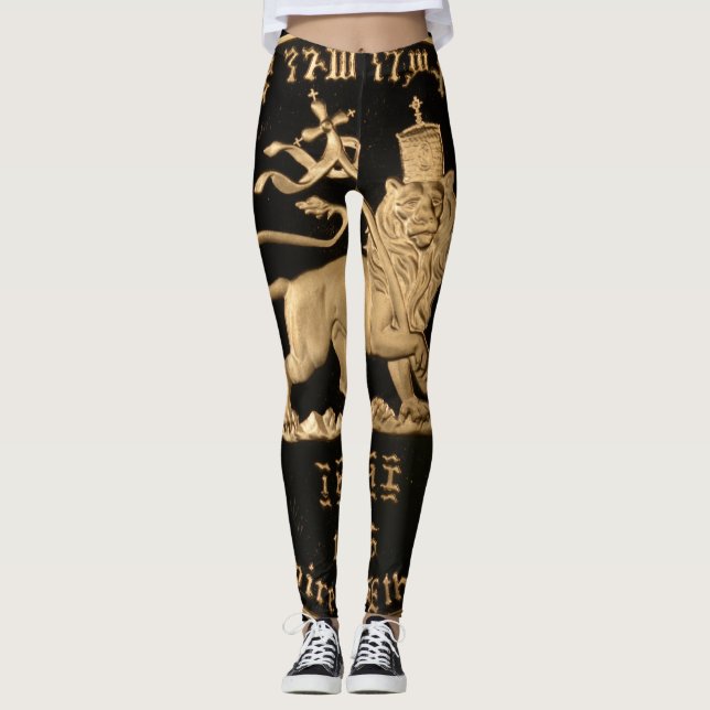 Leggings Lion of Judah Ir - Rasta oro Power yoga - (Anverso)
