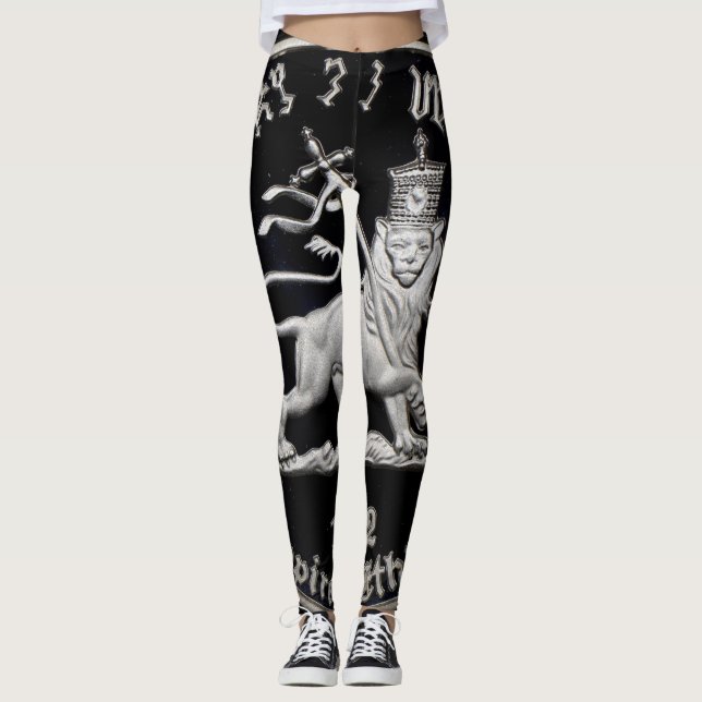 Leggings Lion of Judah Ir - Rasta Silver Power yoga - (Anverso)