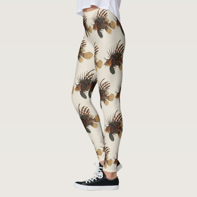 Leggings Lionfish Fish, Vintage Marine Ocean Life Animal (Izquierda)