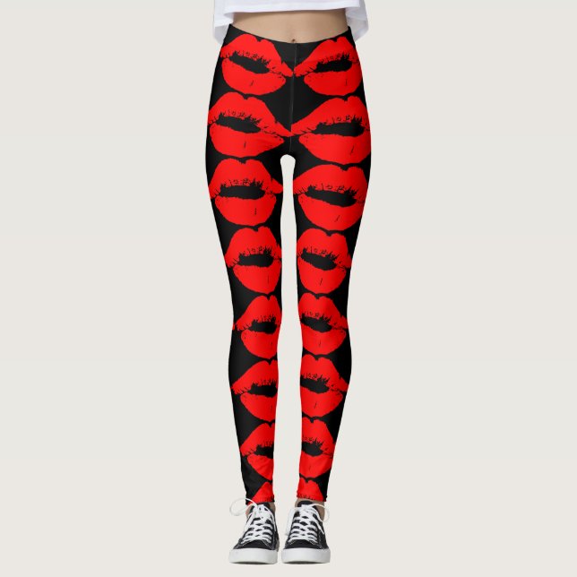 LEGGINGS LIPS ROJO KISS YOGA PANTALLOS (Anverso)