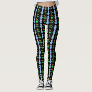 Leggings Lirios azules y tulipanes amarillos y rojos