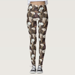 Leggings Lirios de cala atléticos de marfil Regalos brillan