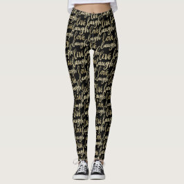 Leggings Live Lauder Love Faux Gold Lettering Black