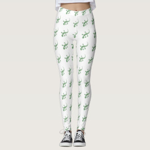 Leggings Lizarras verdes de gecko sobre blanco