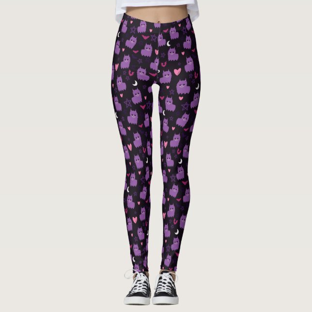 Leggings Llama púrpura Gótico Pastel (Anverso)