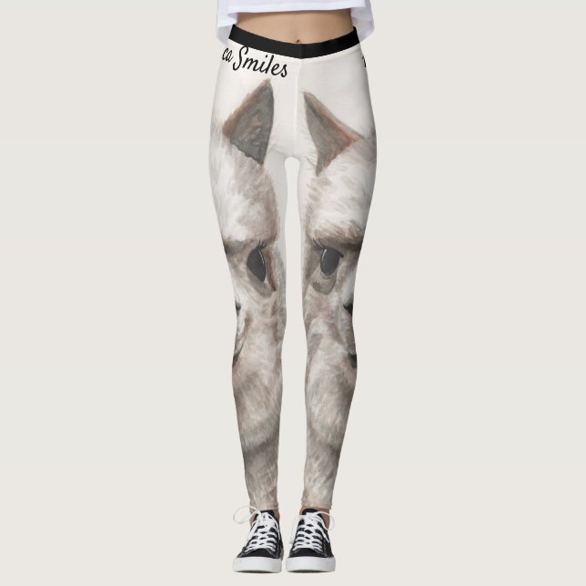 Leggings Llama sonríe las leyendas de la sesión de arte ori (Anverso)