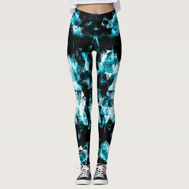 Leggings Llamadas del triángulo brillante azul que electrif (Anverso)