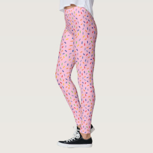 Leggings Llamaradas de Arcoíris Colorido Confeti Rosa Claro