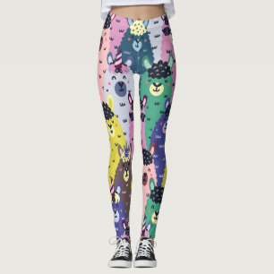 Leggings Llamas coloridas fondo chileno transparente