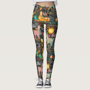 Leggings Llamas preciosas en las polainas grises