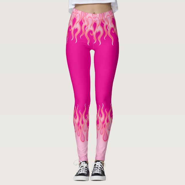 Leggings Llamas rosadas, llamas de carreras, fuego, calient (Anverso)