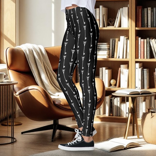 Leggings Llave Esqueleto Búho Tribal Negro Blanco Gótico (Subido por el creador)