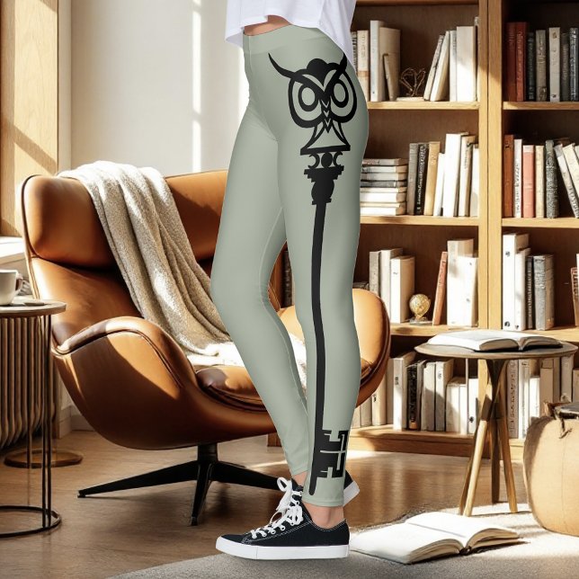 Leggings Llave Skelton de búho verde tribal negro (Subido por el creador)