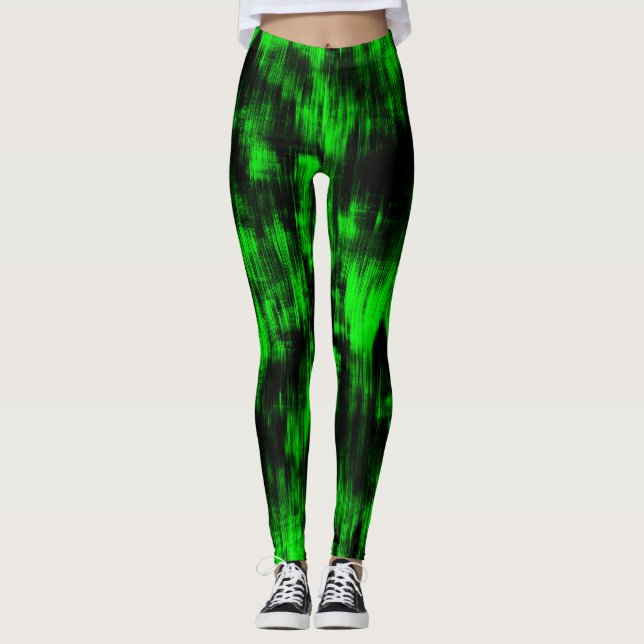 Leggings Lluvia de color verde llamativo y oscuro fuerte (Anverso)
