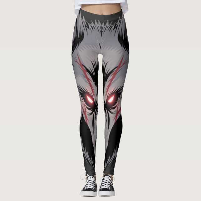 Leggings Lobo con ojos rojos brillantes (Anverso)