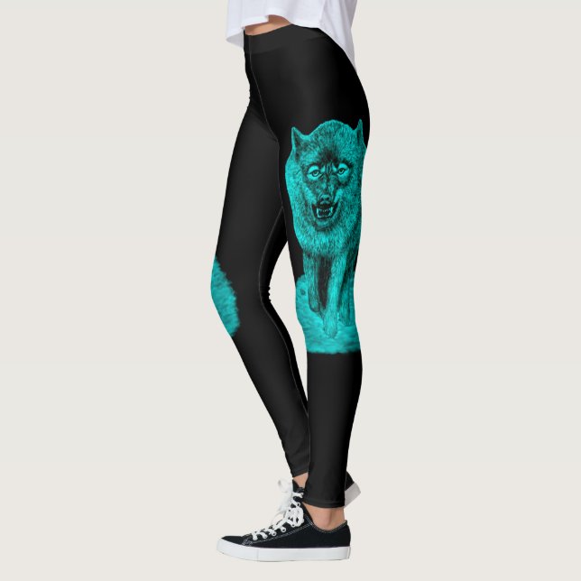 Leggings Lobo negro enojado en la noche (Izquierda)