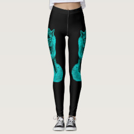 Leggings Lobo negro enojado en la noche
