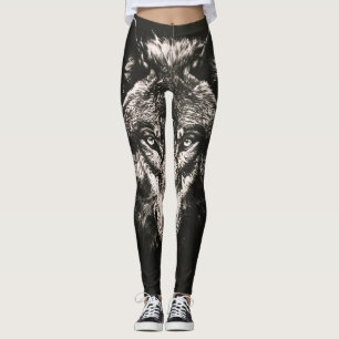 Leggings Lobo salvaje majestuoso monocromo