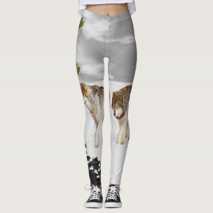 Leggings Lobos en pintura de nieve - Arte de vida salvaje o
