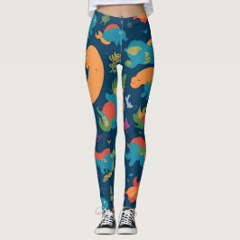 Leggings Loch Ness Monster Rainbow Colorful Pattern