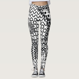 Leggings Loco, Funky, Patrón Blanco y Negro, Guay