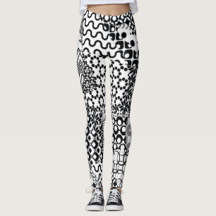 Leggings Loco, Funky, Patrón Blanco y Negro, Guay
