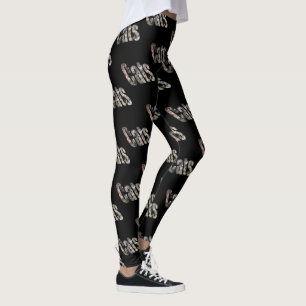 Leggings Logo Cats Dimensional Picture, Negro