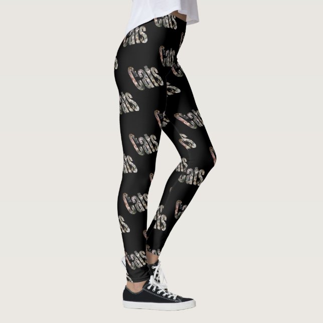 Leggings Logo Cats Dimensional Picture, Negro (Derecha)