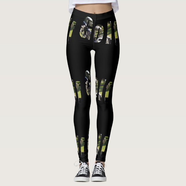 Leggings Logo Dimensional Golf, Damas Piernas Negras. (Anverso)