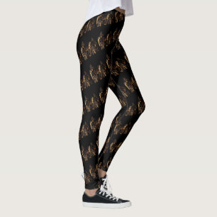 Leggings Logotipo de patrón de jirafa con jirafas, negro