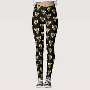 Leggings Logotipo de Relieve metalizado dorado falso poligo