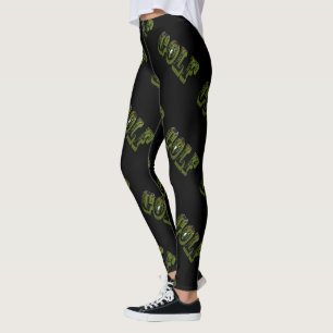 Leggings Logotipos de imágenes de golf de dimensiones verde