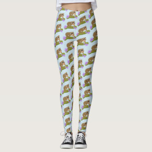Leggings Loris lento lindo y feliz en rama dibujo animado